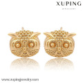 91047 Xuping New Fashion 18 Karat Gold Überzogene Eulen-Bolzen-Ohrringschmuck